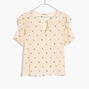 Madewell Floral Ruffle Sleeve Embroidered Gazebo Top Size‎ Small C21